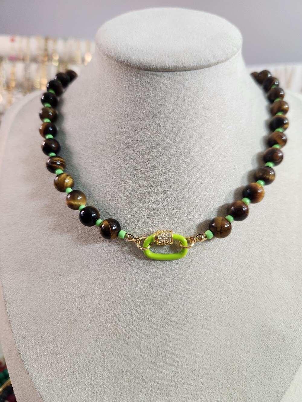 Tigers Eye Neon Clasp Necklace